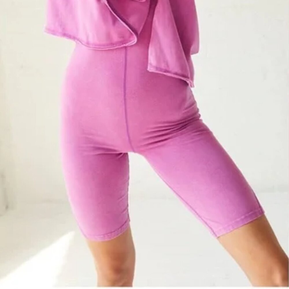 NWOT FREE PEOPLE Bike Romper Large NEW FP Movement Magenta Disco Pink - Picture 6 of 6